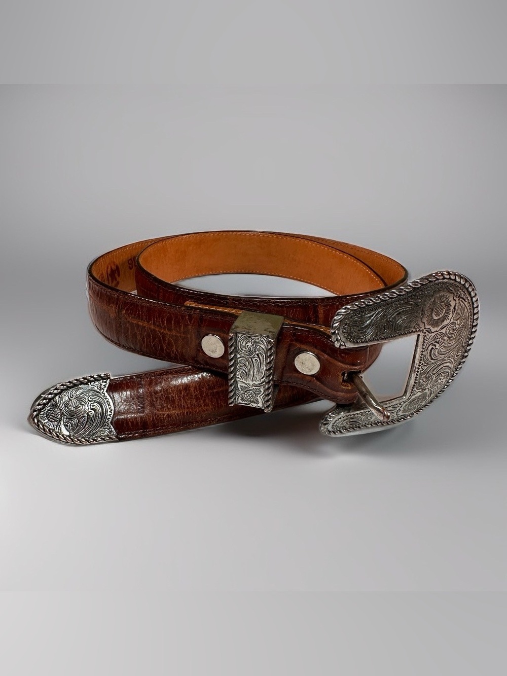 Vintage Silver Creek Collection Western Leather Ranger Belt Size 36